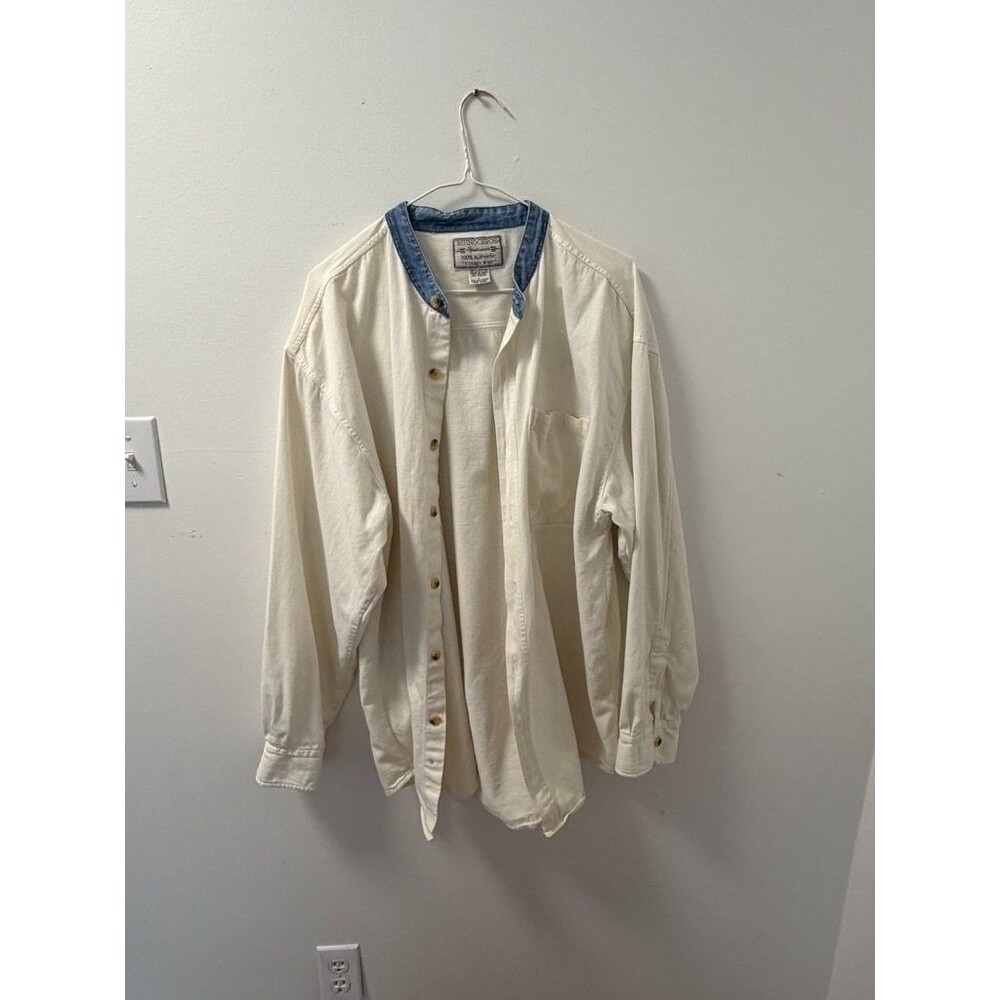 Rhinoceros Sportswear Mens L Off-White Casual Button-Down Shirt